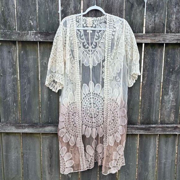 Mystree Ombré Boho Lace Kimono S/M - Picture 1 of 3